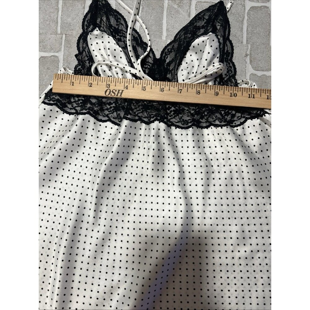 Vtg VICTORIA’S SECRET White Polka Dot  Satin Babydoll Cami Top Fairy Y2k 2000s M - Picture 8 of 12